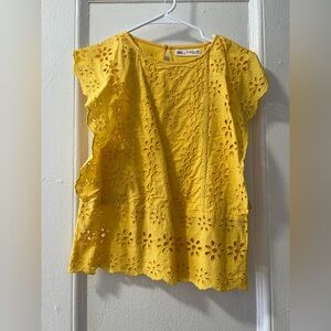 Zara Yellow Eyelet Blouse